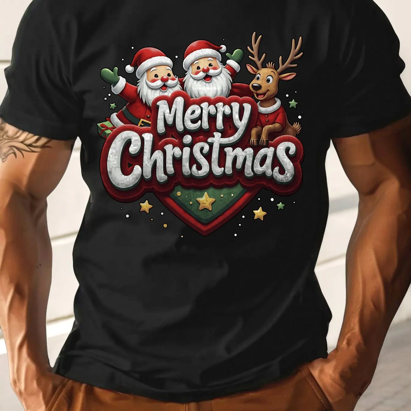 Men's Short Sleeve Cotton Christmas Happy Simple Santa Claus and Reindeer Print Soft Comfortable Breathable Street Hip Hop Daily
Men's Short Sleeve Cotton Christmas Happy Simple Santa Claus and Reindeer Print Soft Comfortable Breathable Street Hip Hop Daily