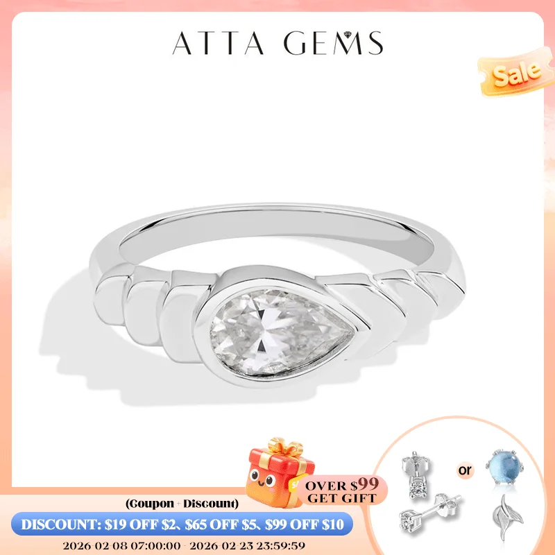 ATTAGEMS Brilliant Moissanite Ring for Women 1CT Pear Cut S925 Sterling Silver 18k Gold Plated Rings For Engagement Fine Jewelry
ATTAGEMS Brilliant Moissanite Ring for Women 1CT Pear Cut S925 Sterling Silver 18k Gold Plated Rings For Engagement Fine Jewelry