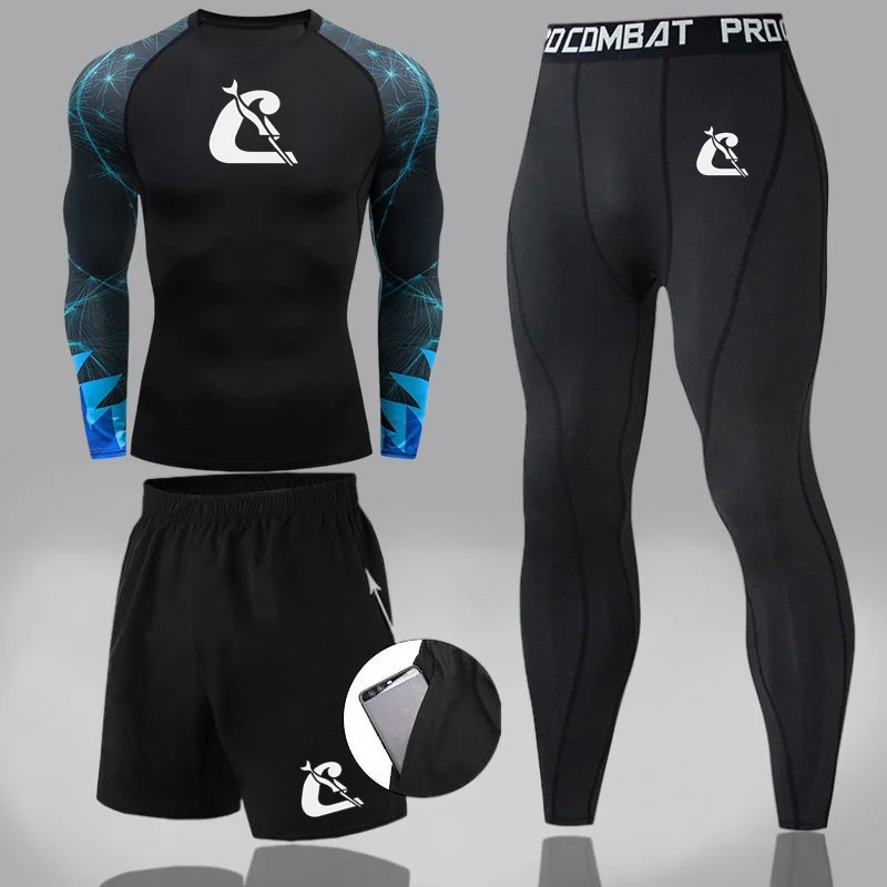 Men's 3pcs MMA Compression Sport Suit with Rashguard Long-Sleeved T-Shirt And Leggings Boxing Kit Male Tracksuit for Fitness
Men's 3pcs MMA Compression Sport Suit with Rashguard Long-Sleeved T-Shirt And Leggings Boxing Kit Male Tracksuit for Fitness