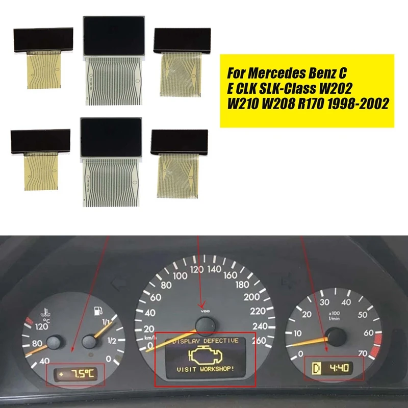 6 шт. автомобильный ЖК-экран для Mercedes Benz C-Class W202 E-Class W210 CLK-Class W208 SLK-Class R170 A/C Information Display
6 шт. автомобильный ЖК-экран для Mercedes Benz C-Class W202 E-Class W210 CLK-Class W208 SLK-Class R170 A/C Information Display