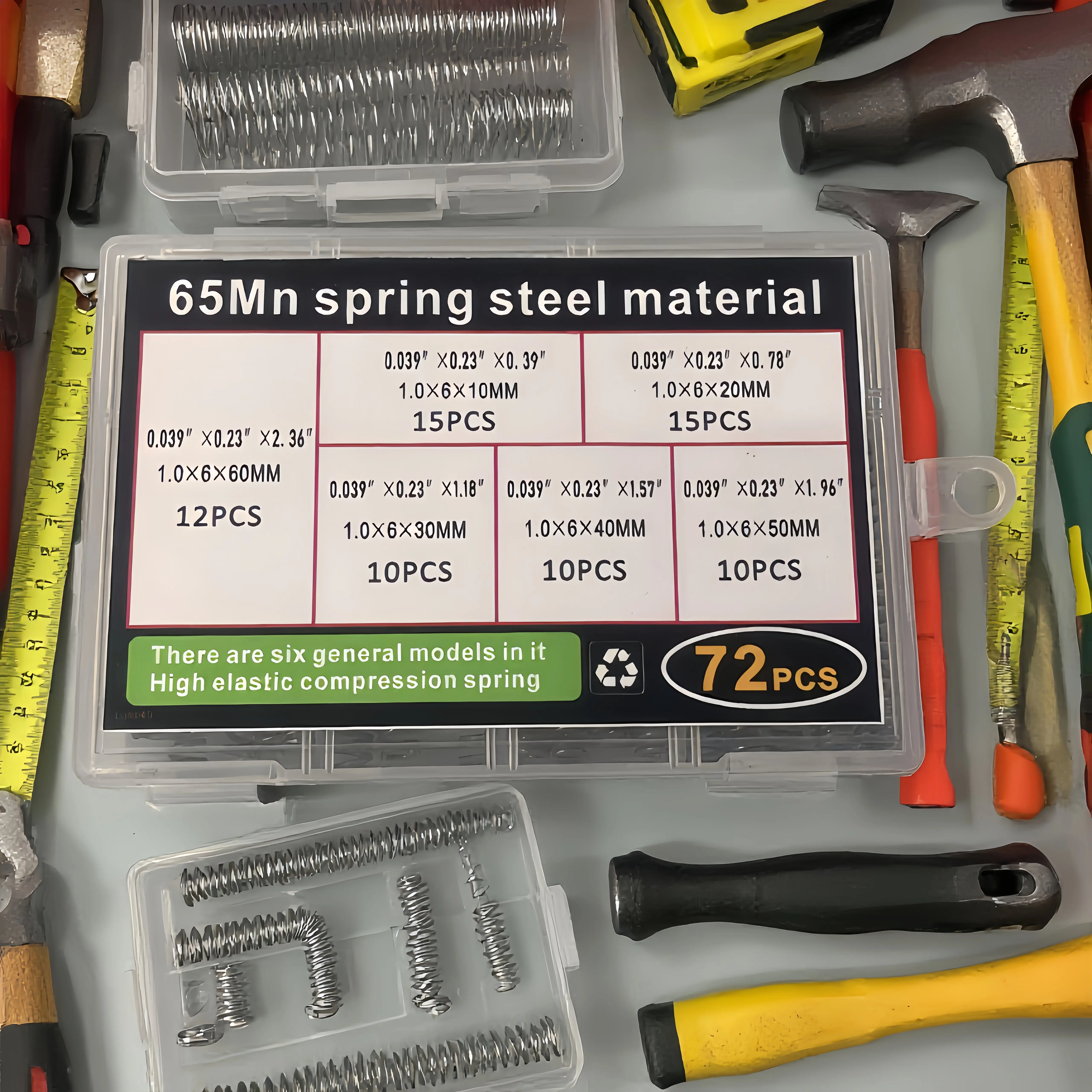 72Pcs 6-Size Compression Spring Kit - Shock Absorbing Reset Support, Moistureproof Storage, for Industry Hardware Electronics To
72Pcs 6-Size Compression Spring Kit - Shock Absorbing Reset Support, Moistureproof Storage, for Industry Hardware Electronics To