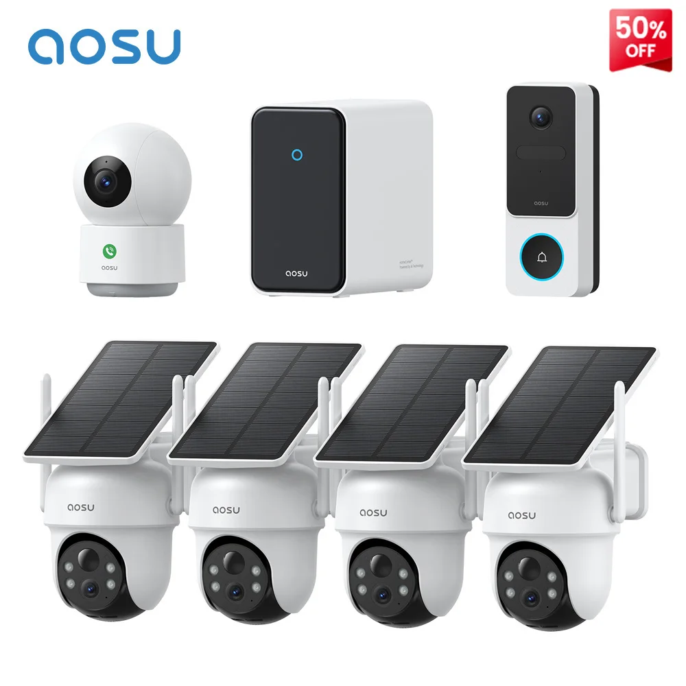AOSU G11 3K Solar Camera System Outdoor Wireless Kit with 2K Video Doorbell and 3MP Indoor Camera 360° Protection AI Alerts
AOSU G11 3K Solar Camera System Outdoor Wireless Kit with 2K Video Doorbell and 3MP Indoor Camera 360° Protection AI Alerts