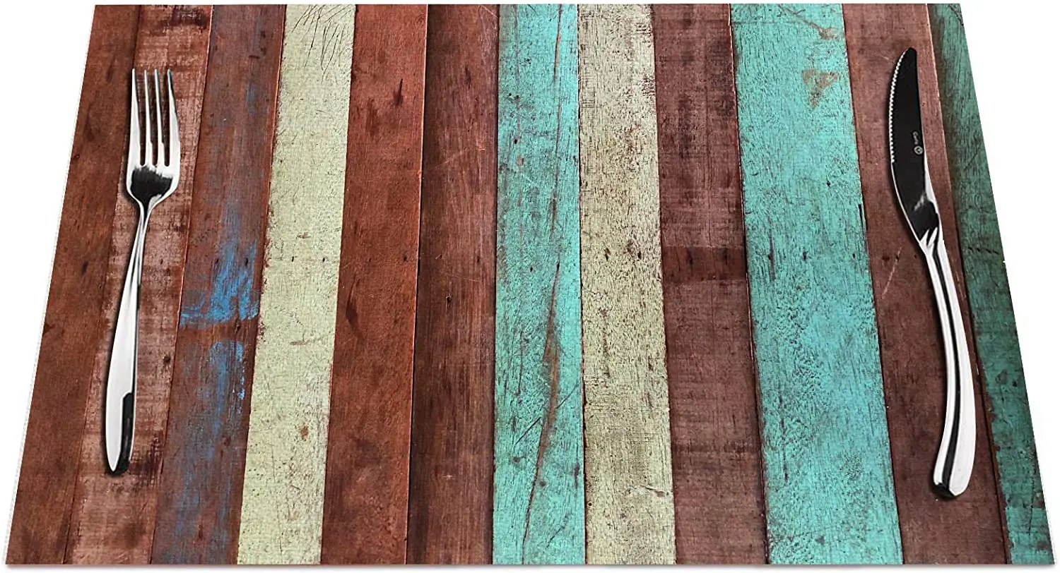 Stripe Placemats Set of 4, Vintage Plank Wooden Stripe Colorful Placemats Heat Resistant for Dining Table Non-Slip 18x12 Inches
Stripe Placemats Set of 4, Vintage Plank Wooden Stripe Colorful Placemats Heat Resistant for Dining Table Non-Slip 18x12 Inches