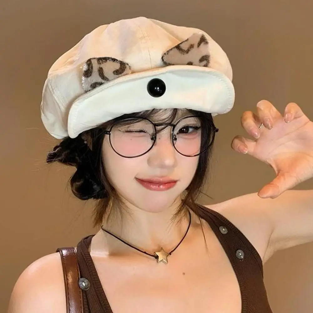 Fashion Vintage Cat Ears Beret Y2k Leopard Painter Berets Flipped Brim Versatile Beanie Cap Female
Fashion Vintage Cat Ears Beret Y2k Leopard Painter Berets Flipped Brim Versatile Beanie Cap Female