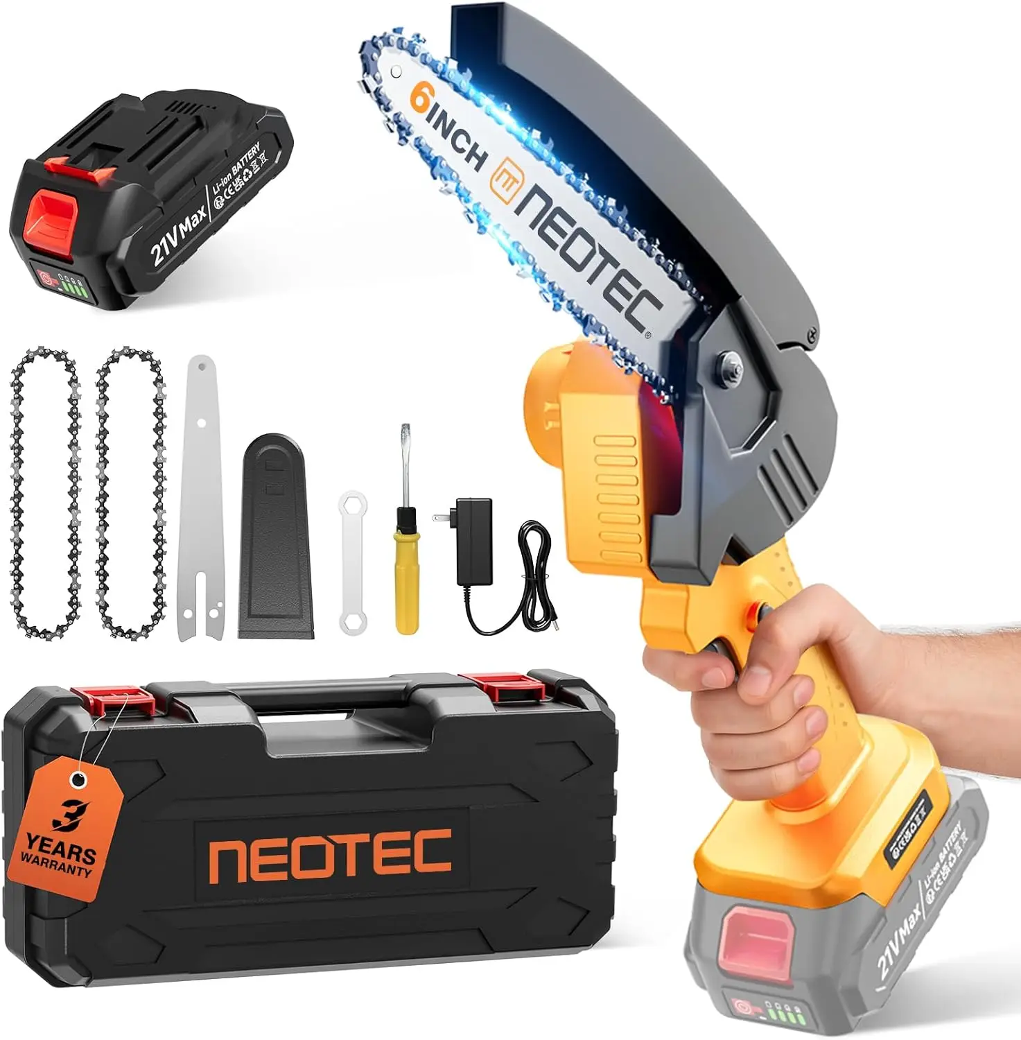 6-Inch Cordless Mini Chainsaw with 2000mAh Battery, Electric Handheld for Tree Trimming and Wood Cutting, Ideal Home Garden Gift
6-Inch Cordless Mini Chainsaw with 2000mAh Battery, Electric Handheld for Tree Trimming and Wood Cutting, Ideal Home Garden Gift