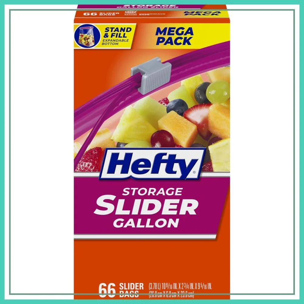 66 Count Gallon Size Slider Storage Bags for Food, Snacks, Travel, First Aid Kits, Secure Zip Closure
66 Count Gallon Size Slider Storage Bags for Food, Snacks, Travel, First Aid Kits, Secure Zip Closure