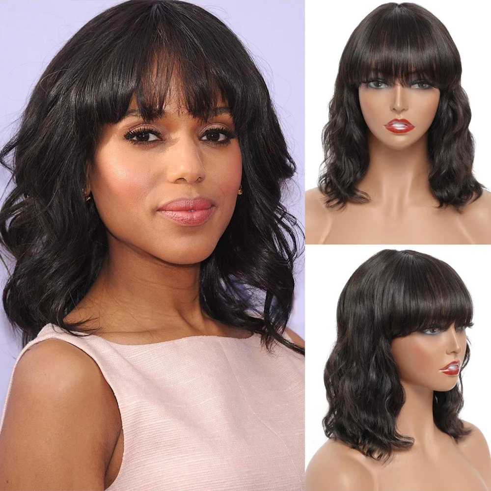 Glueless Body Wave Wig for Women Made of 100% Natural Hair Machine Ready to Go Highlight Colored Human Hair Bob Wig with Bangs
Glueless Body Wave Wig for Women Made of 100% Natural Hair Machine Ready to Go Highlight Colored Human Hair Bob Wig with Bangs