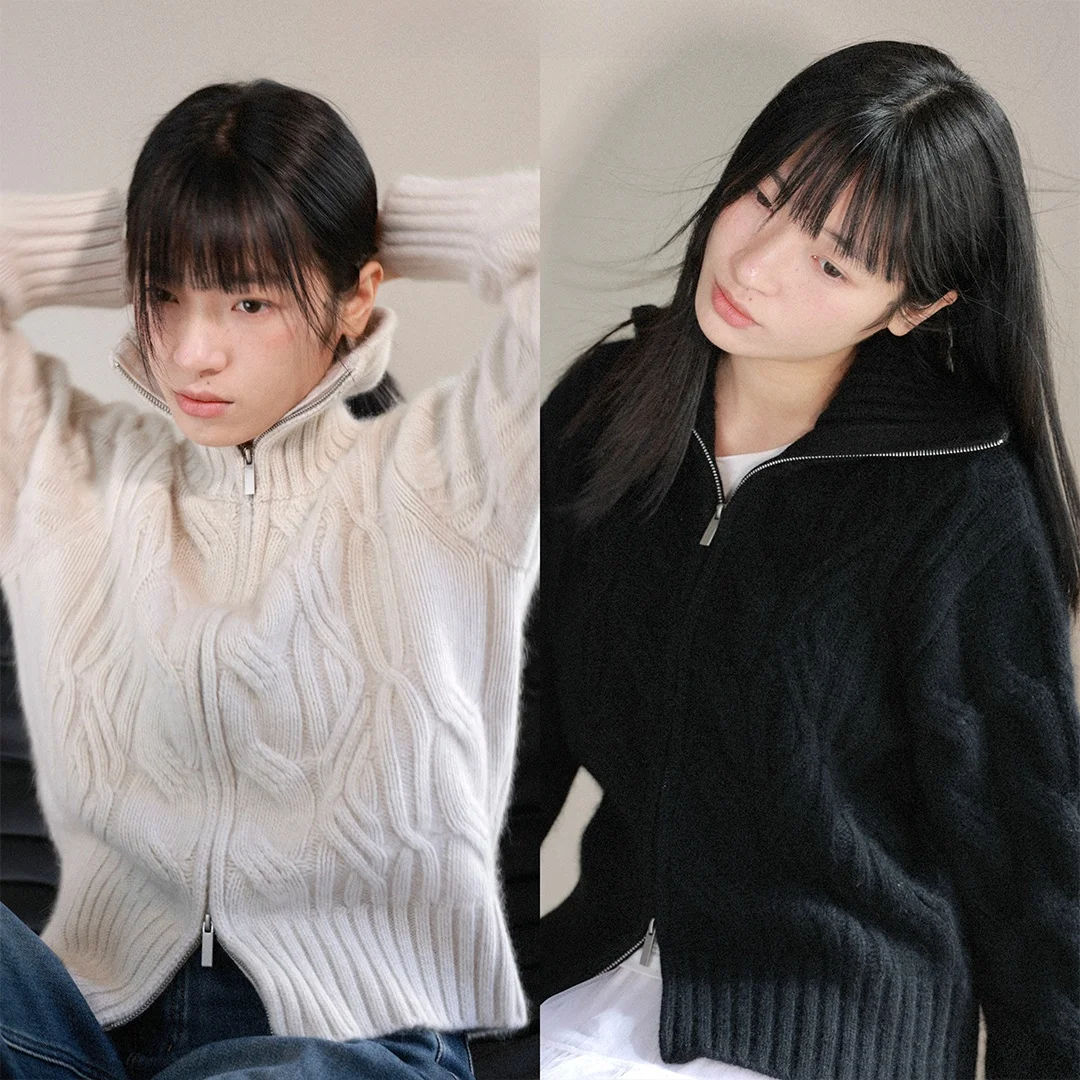 FLOREATELIER Thickened Double Zipper Collar Elevated Pure Color Woolen Cashmere Coat Women's Knittedwear Winter Season
FLOREATELIER Thickened Double Zipper Collar Elevated Pure Color Woolen Cashmere Coat Women's Knittedwear Winter Season