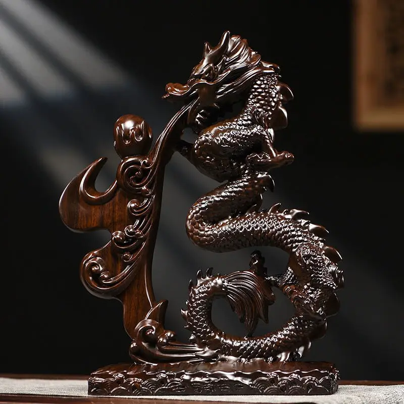 Ebony carved dragon ornaments lucky character crafts solid wood dragon living room office decoration opening gift
Ebony carved dragon ornaments lucky character crafts solid wood dragon living room office decoration opening gift