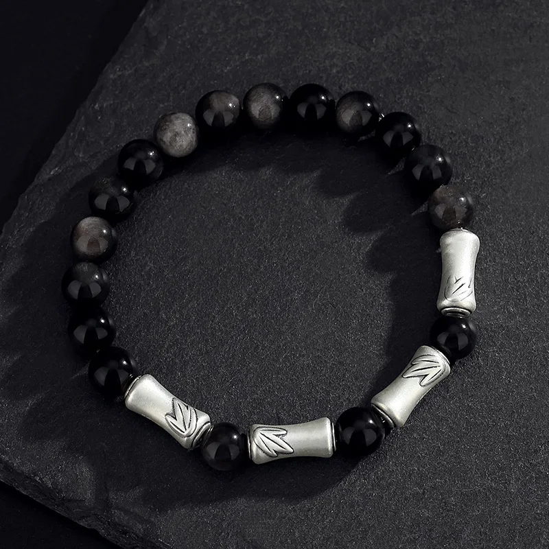 Бамбуковый браслет из стерлингового серебра 925 пробы для мужчин, черные бусины из оникса в китайском стиле, очаровательный подарок на годовщину для мужчин, браслет
Бамбуковый браслет из стерлингового серебра 925 пробы для мужчин, черные бусины из оникса в китайском стиле, очаровательный подарок на годовщину для мужчин, браслет