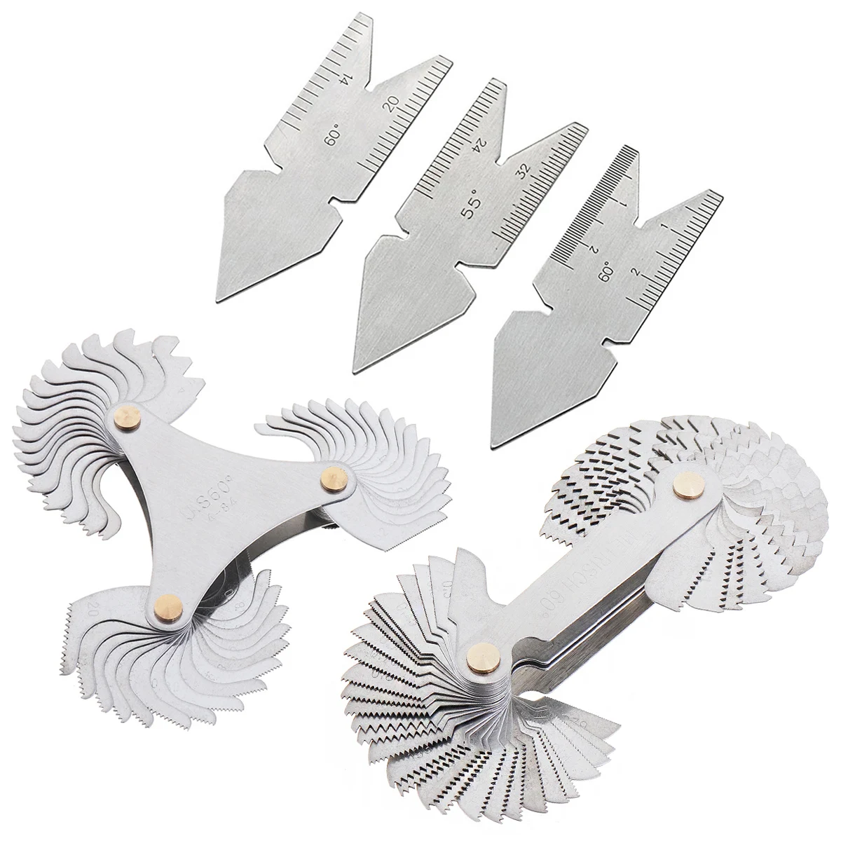 5 Pcs Stainless Steel Thread Pitch Gauges Measure Tool Set Metric System Centre Gage Metric Imperial US Screw
5 Pcs Stainless Steel Thread Pitch Gauges Measure Tool Set Metric System Centre Gage Metric Imperial US Screw