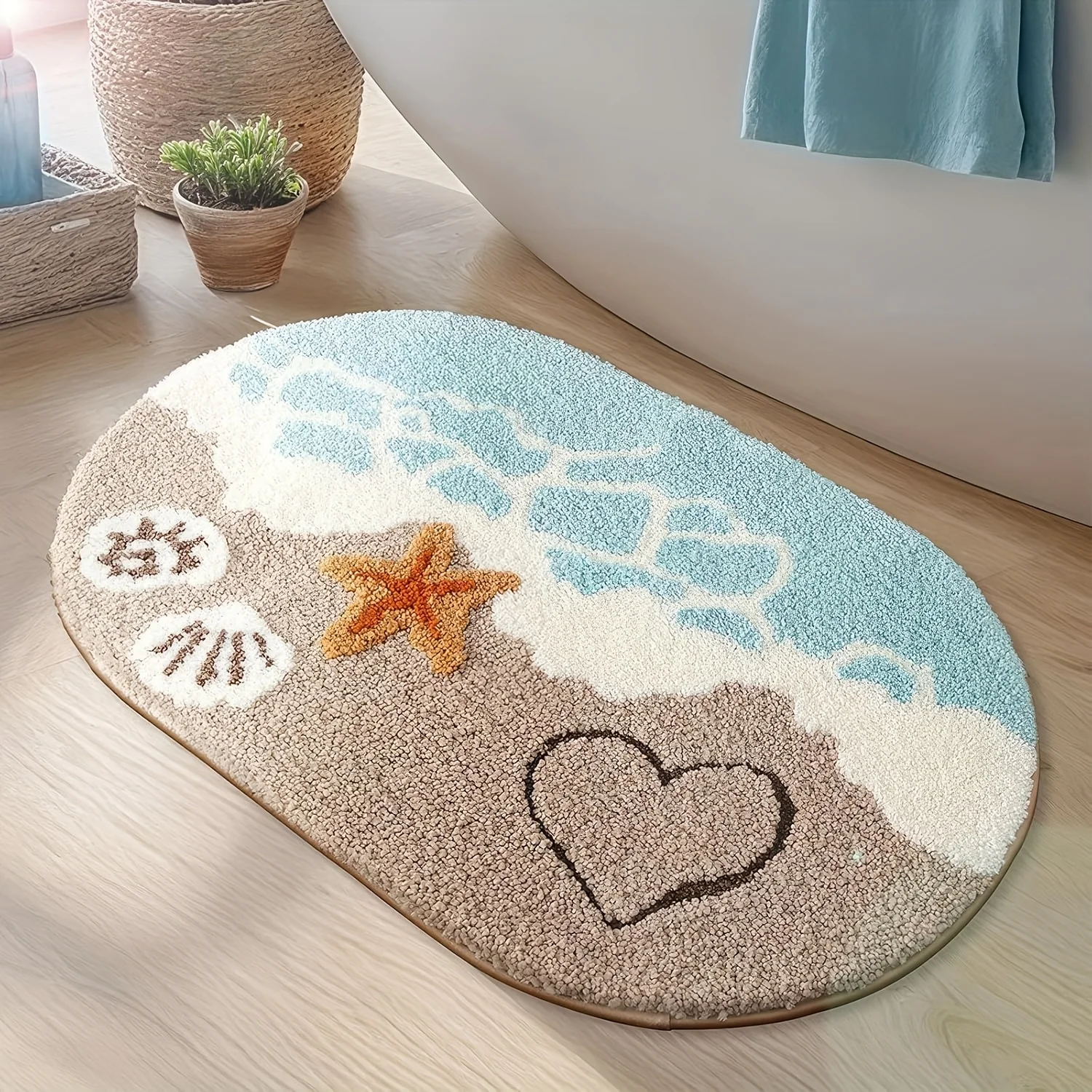 Adorable Bath Mat Featuring Ocean Starfish And Seashell Designs, Highly Absorbent, Machine Washable, Non-Slip, And Fluffy, Perfect for The Shower, Bedroom, Or Living Room
Adorable Bath Mat Featuring Ocean Starfish And Seashell Designs, Highly Absorbent, Machine Washable, Non-Slip, And Fluffy, Perfect for The Shower, Bedroom, Or Living Room