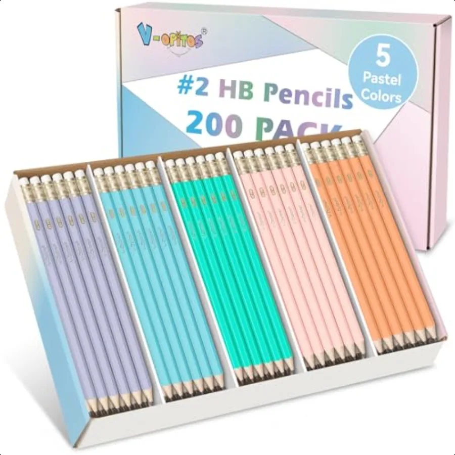 200 Pack 2 HB Pencils Bulk WoodCased PreSharpened Pastel Color Pencils with Top Erasers School Teacher plies Writing Drawing an
200 Pack 2 HB Pencils Bulk WoodCased PreSharpened Pastel Color Pencils with Top Erasers School Teacher plies Writing Drawing an