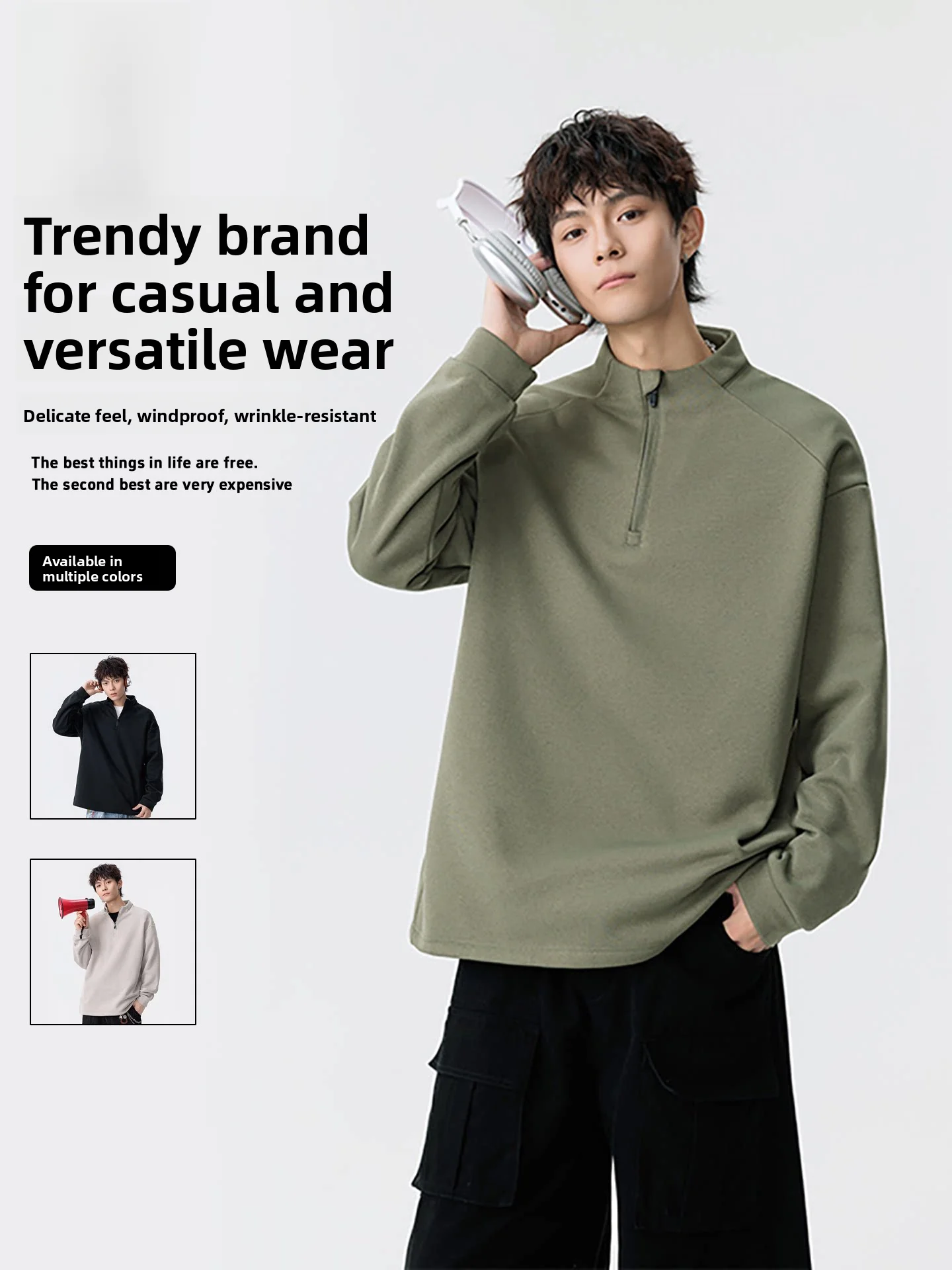 Nainilu Men's Sweatshirt Stand Collar Casual Sportswear Long Sleeve Anti-Wrinkle Quick-Dry Windproof Polyester Fabric Base Shirt
Nainilu Men's Sweatshirt Stand Collar Casual Sportswear Long Sleeve Anti-Wrinkle Quick-Dry Windproof Polyester Fabric Base Shirt