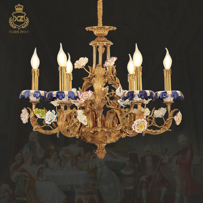 French Copper Chandelier Living Room Bedroom Lamp European Style Palace Club Villa Candle Ceramic Chandelier
French Copper Chandelier Living Room Bedroom Lamp European Style Palace Club Villa Candle Ceramic Chandelier