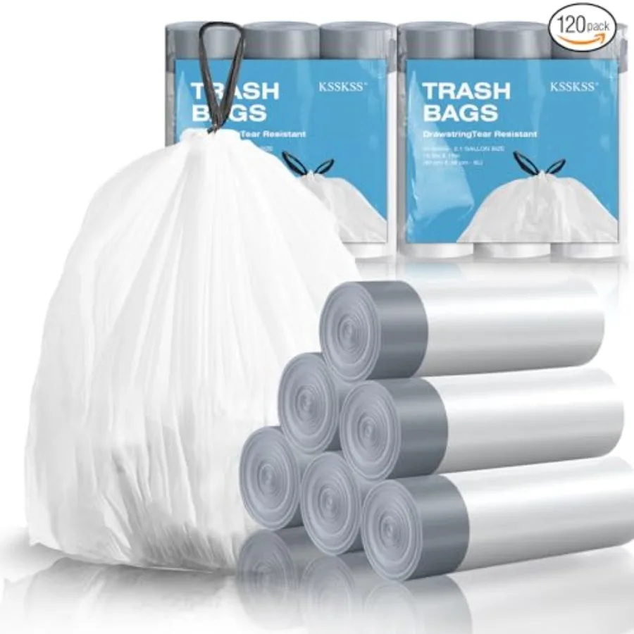 120 Counts 1.6 Gallon Mini Drawstring Trash Bags, Small Garbage Bags by, Code a fit 4.5-8 Liter, 1.2-2 Gal, White Trash Bin Lin
120 Counts 1.6 Gallon Mini Drawstring Trash Bags, Small Garbage Bags by, Code a fit 4.5-8 Liter, 1.2-2 Gal, White Trash Bin Lin