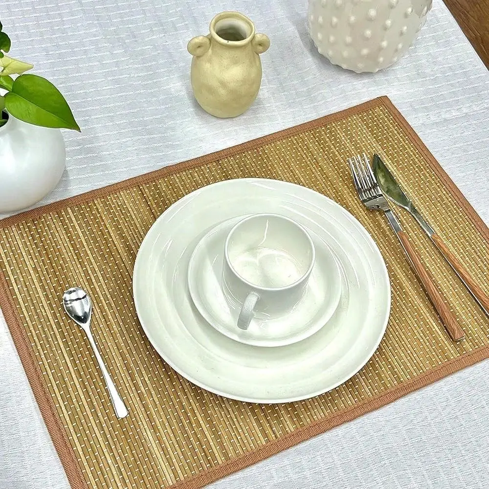 Set Of 8 Pcs Bamboo Placemats With Fabric Border Japanese Style Natural AntiSlip Bamboo Placemats Washable HeatResistant Table
Set Of 8 Pcs Bamboo Placemats With Fabric Border Japanese Style Natural AntiSlip Bamboo Placemats Washable HeatResistant Table