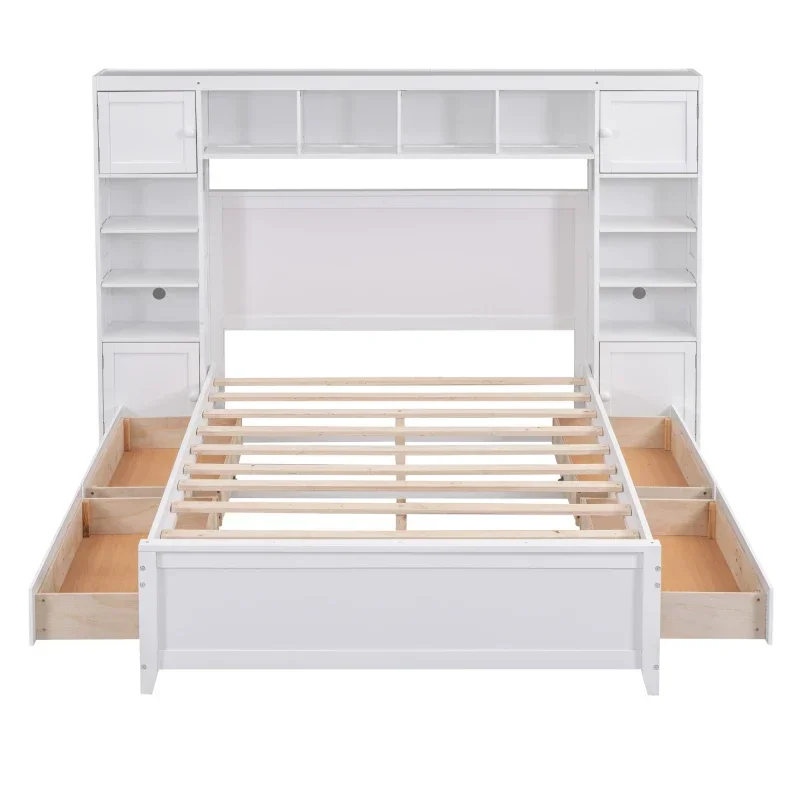 Wooden Bed With All in One Cabinet and Shelf, with Storage Space, Suitable for Children's Room White
Wooden Bed With All in One Cabinet and Shelf, with Storage Space, Suitable for Children's Room White