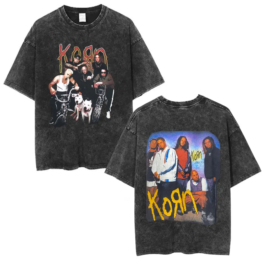 Washed Vintage Korn Double Sided Print T Shirts Men Women Gothic Metal Rock Band Short Sleeve T-shirts Casual Oversized T-shirt
Washed Vintage Korn Double Sided Print T Shirts Men Women Gothic Metal Rock Band Short Sleeve T-shirts Casual Oversized T-shirt