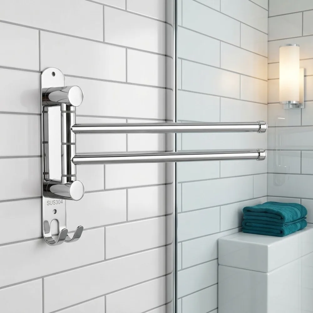 Stainless Steel Rotary Towel Rack Silver Adjustable Swing Arms Towel Rack Double Hook Wall Mounted Swivel Towel Bar
Stainless Steel Rotary Towel Rack Silver Adjustable Swing Arms Towel Rack Double Hook Wall Mounted Swivel Towel Bar