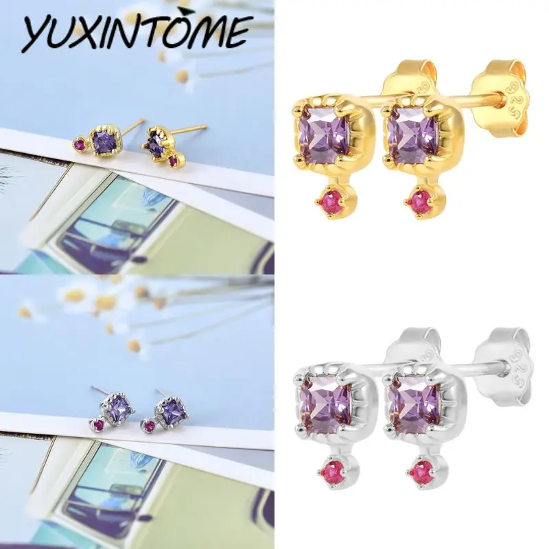 925 Sterling Silver Needle Simple and Compact Purple Square Zircon Red round Zircon Stud earrings Casual Fashionable Jewelry
925 Sterling Silver Needle Simple and Compact Purple Square Zircon Red round Zircon Stud earrings Casual Fashionable Jewelry