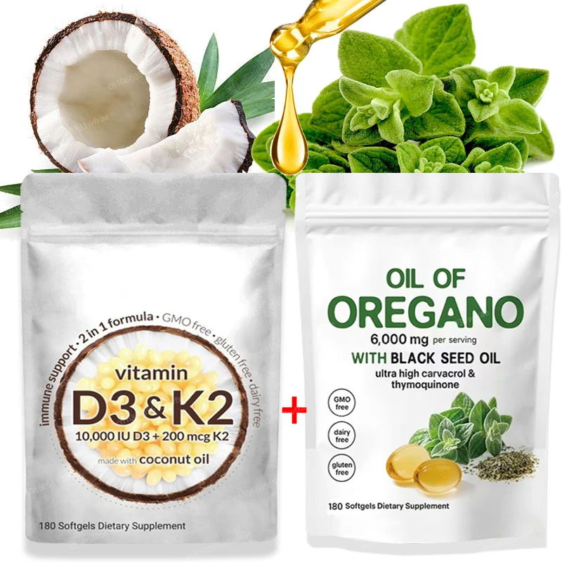 2 Bags 360Softgels Oil of Oregano 6000mg with Black Seed Oil Relieves Bloating+Vitamin D3+K2 Capsules Coconut Oil 
2 Bags 360Softgels Oil of Oregano 6000mg with Black Seed Oil Relieves Bloating+Vitamin D3+K2 Capsules Coconut Oil