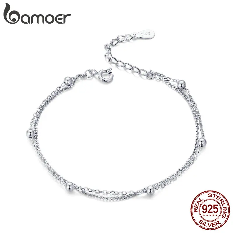 Bamoer Double-layer Bracelet Pure 925 Sterling Silver Unique Beads Decorative Design Bracelet Women Fine Jewelry Nice Gift
Bamoer Double-layer Bracelet Pure 925 Sterling Silver Unique Beads Decorative Design Bracelet Women Fine Jewelry Nice Gift