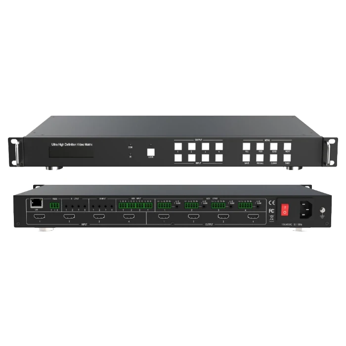 18Gbps 4x4 Seamless UHD Matrix HDMI 2.0 MATRIX 4x4 18G 4:4:4 SEAMLESS VIDEO WALL
18Gbps 4x4 Seamless UHD Matrix HDMI 2.0 MATRIX 4x4 18G 4:4:4 SEAMLESS VIDEO WALL