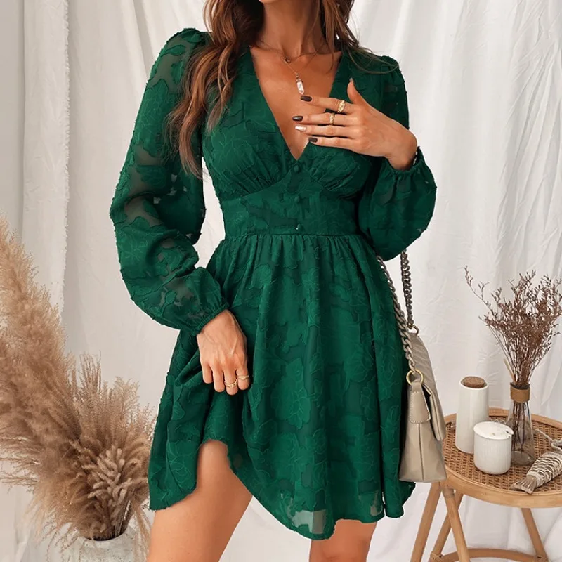 A-Line Mini Dress Woman Green Sexy Long Sleeve Party Dress 2023 Spring Autumn Female Sundress Beach Women Beach Dress 2023
A-Line Mini Dress Woman Green Sexy Long Sleeve Party Dress 2023 Spring Autumn Female Sundress Beach Women Beach Dress 2023