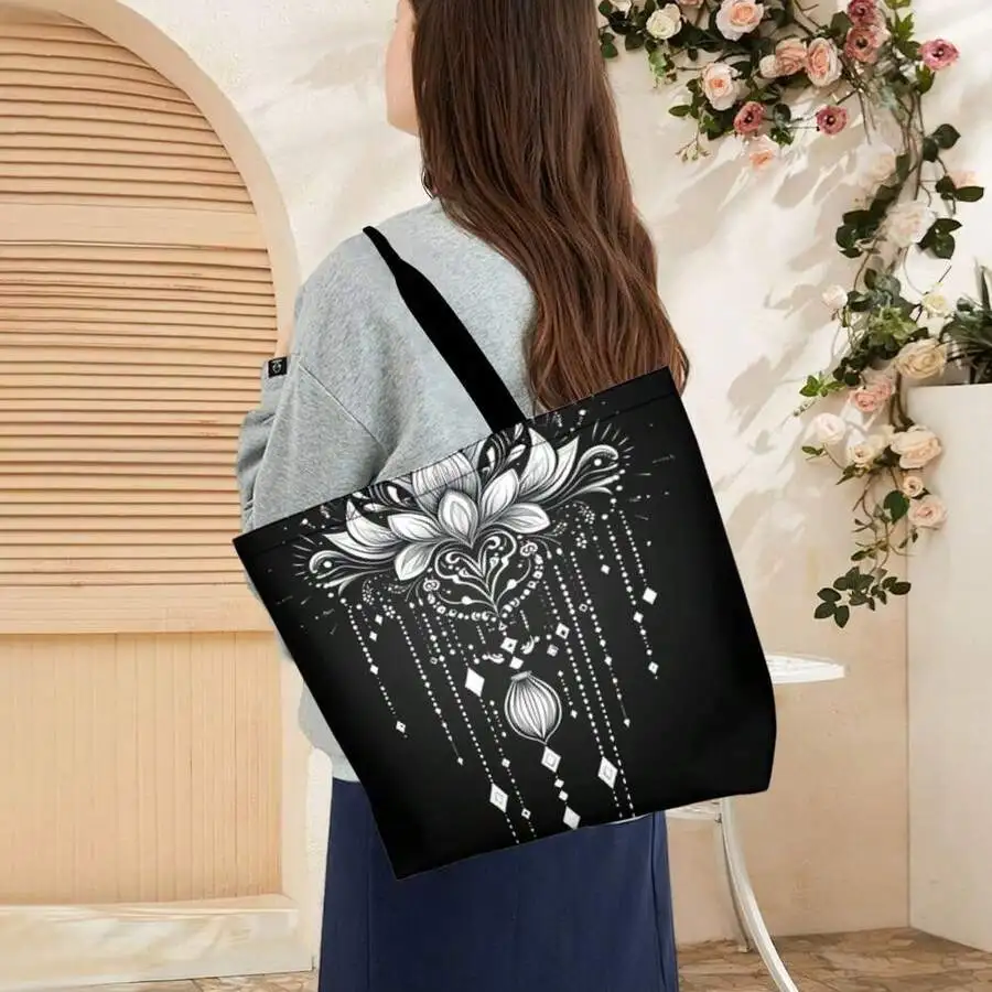 Bohemian Lotus Flower Tote Bag For Women Casual Shoulder Bag Travel Shopping Bag
Bohemian Lotus Flower Tote Bag For Women Casual Shoulder Bag Travel Shopping Bag