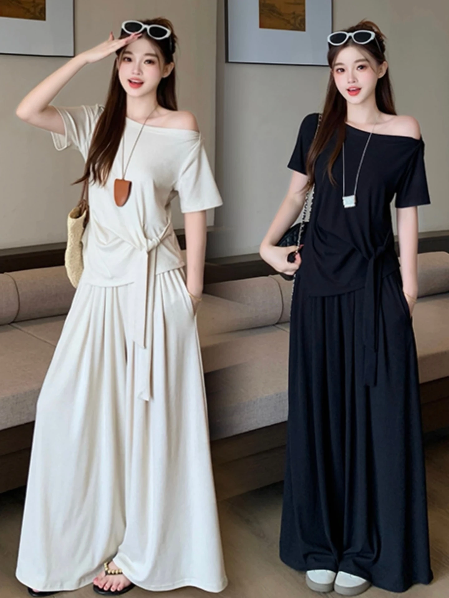 Laid-back Summer Outfit Women's plus Size Design Sensation Asymmetrical Neckline Shoulder-baring Top Wide-leg Pants Two-piece...
Laid-back Summer Outfit Women's plus Size Design Sensation Asymmetrical Neckline Shoulder-baring Top Wide-leg Pants Two-piece...