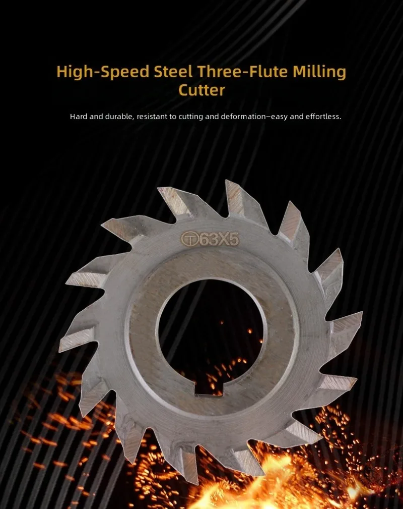 Stagger white steel three-sided edge milling insert, high-speed steel 6542 milling cutter, thickened front steel milling cutter
Stagger white steel three-sided edge milling insert, high-speed steel 6542 milling cutter, thickened front steel milling cutter