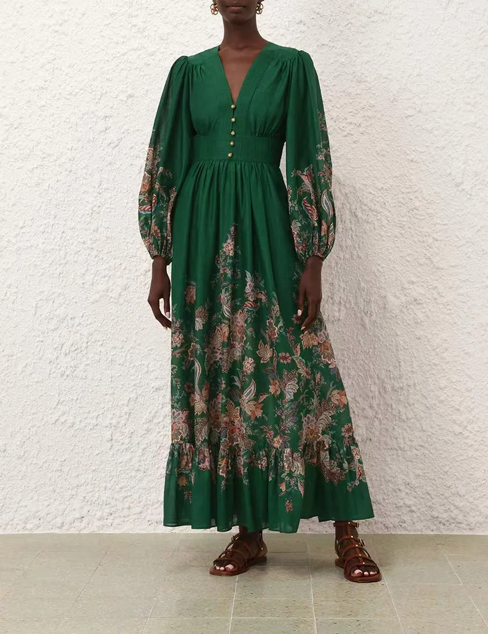 2025 New Holiday High Quality Vintage Green Full Sleeve Waist Floral Print Women Midi Dresses
2025 New Holiday High Quality Vintage Green Full Sleeve Waist Floral Print Women Midi Dresses