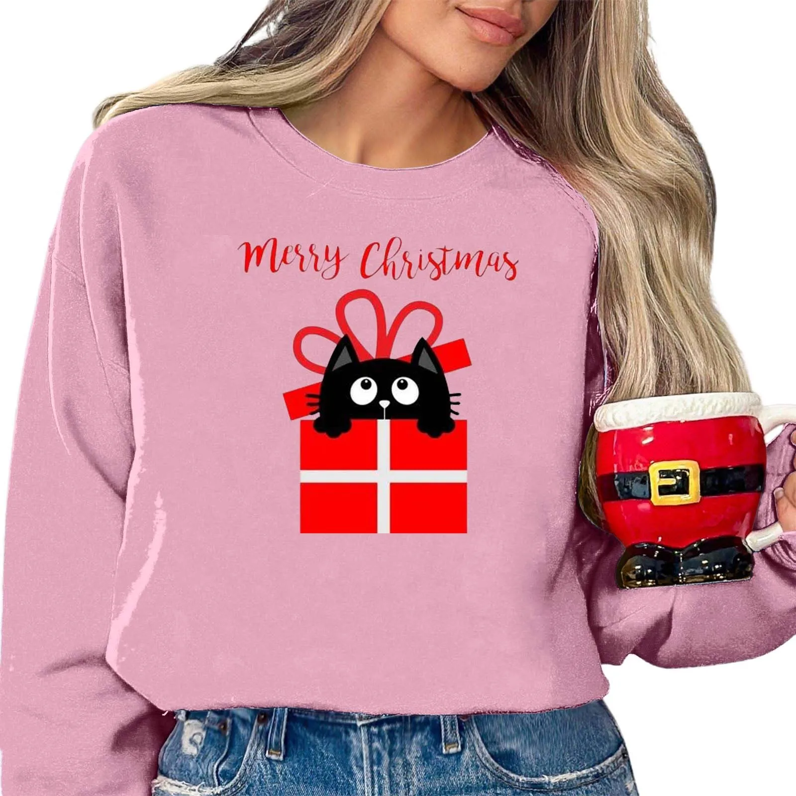 Christmas Women Casual Crew Neck Pullover Cute Cartoon Pattern Print Long Sleeve Sweatshirt Soft Comfortable Top Fashion Y2k
Christmas Women Casual Crew Neck Pullover Cute Cartoon Pattern Print Long Sleeve Sweatshirt Soft Comfortable Top Fashion Y2k 