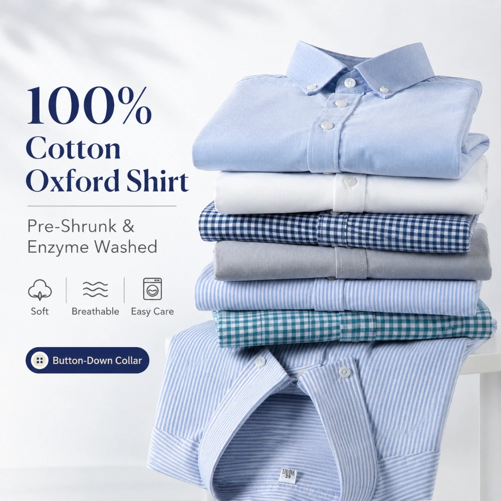 Men Cotton Oxford Shirt Long Sleeve Button Down Casual Business Shirt Pre-Shrunk Enzyme Washed Breathable Wrinkle Resistant
Men Cotton Oxford Shirt Long Sleeve Button Down Casual Business Shirt Pre-Shrunk Enzyme Washed Breathable Wrinkle Resistant