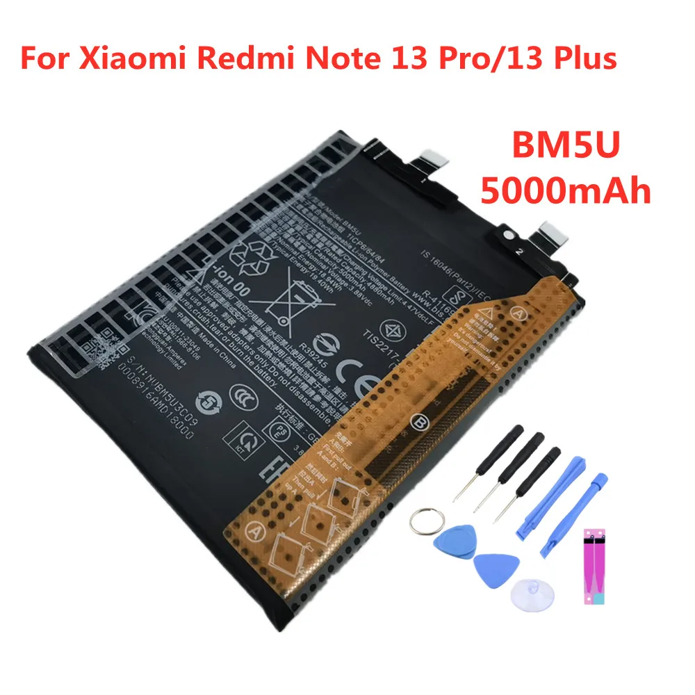 100% новый аккумулятор BM5U 5000 мАч для Xiaomi Redmi Note 13 Pro Plus, аккумулятор + бесплатные инструменты
100% новый аккумулятор BM5U 5000 мАч для Xiaomi Redmi Note 13 Pro Plus, аккумулятор + бесплатные инструменты