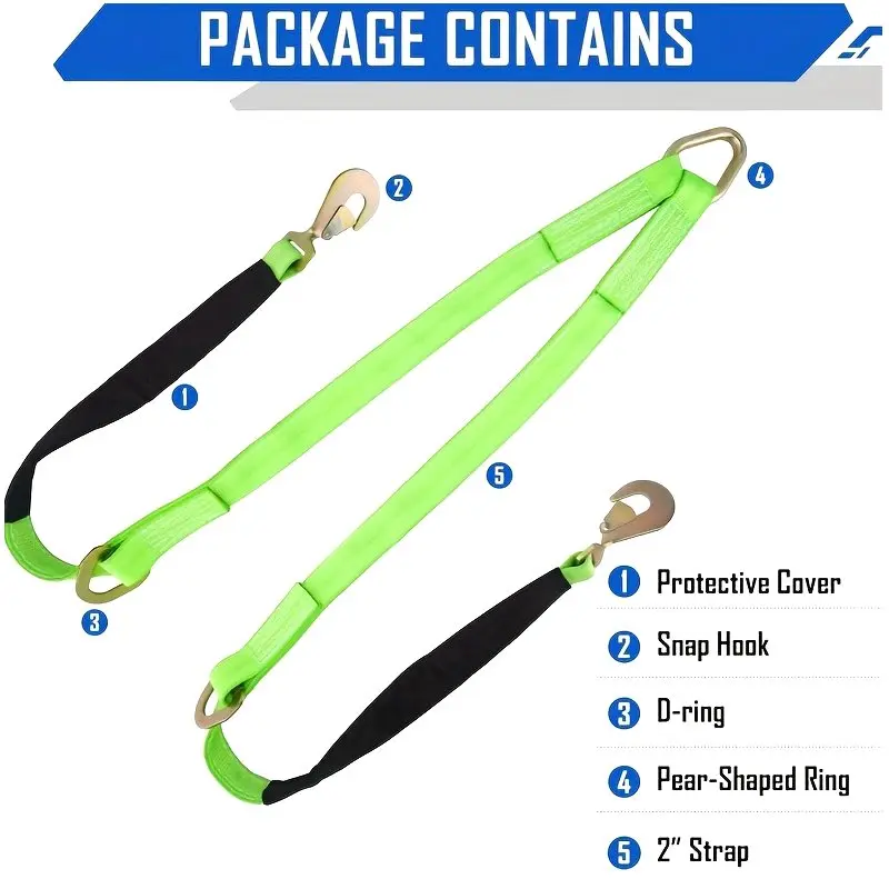 Heavy-Duty V-Bridle Tow Strap – 2 Inch × 6 Foot with Snap Hooks, Cordura Reinforced Sleeve, Center D-Ring & Axle Strap for UTV, ATV, Truck, Car, Tractor, SUV – Durable, Secure, Versatile Towing Solution
Heavy-Duty V-Bridle Tow Strap – 2 Inch × 6 Foot with Snap Hooks, Cordura Reinforced Sleeve, Center D-Ring & Axle Strap for UTV, ATV, Truck, Car, Tractor, SUV – Durable, Secure, Versatile Towing Solution