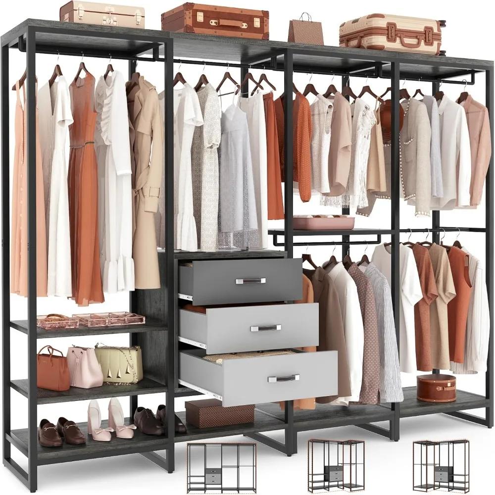 Wood Clothes Rack Wardrobe Closet for Hanging Clothes Heavy Duty Garment Rack, Large Corner L Shaped Closet System Organizer
Wood Clothes Rack Wardrobe Closet for Hanging Clothes Heavy Duty Garment Rack, Large Corner L Shaped Closet System Organizer