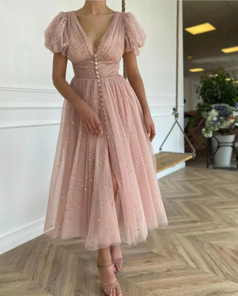 15212# Elegant Puffy Sleeves Sequins Button V-neck Ball Gown Birthday Engagement Party Dress Plus Size Women Prom Evening Dress
15212# Elegant Puffy Sleeves Sequins Button V-neck Ball Gown Birthday Engagement Party Dress Plus Size Women Prom Evening Dress