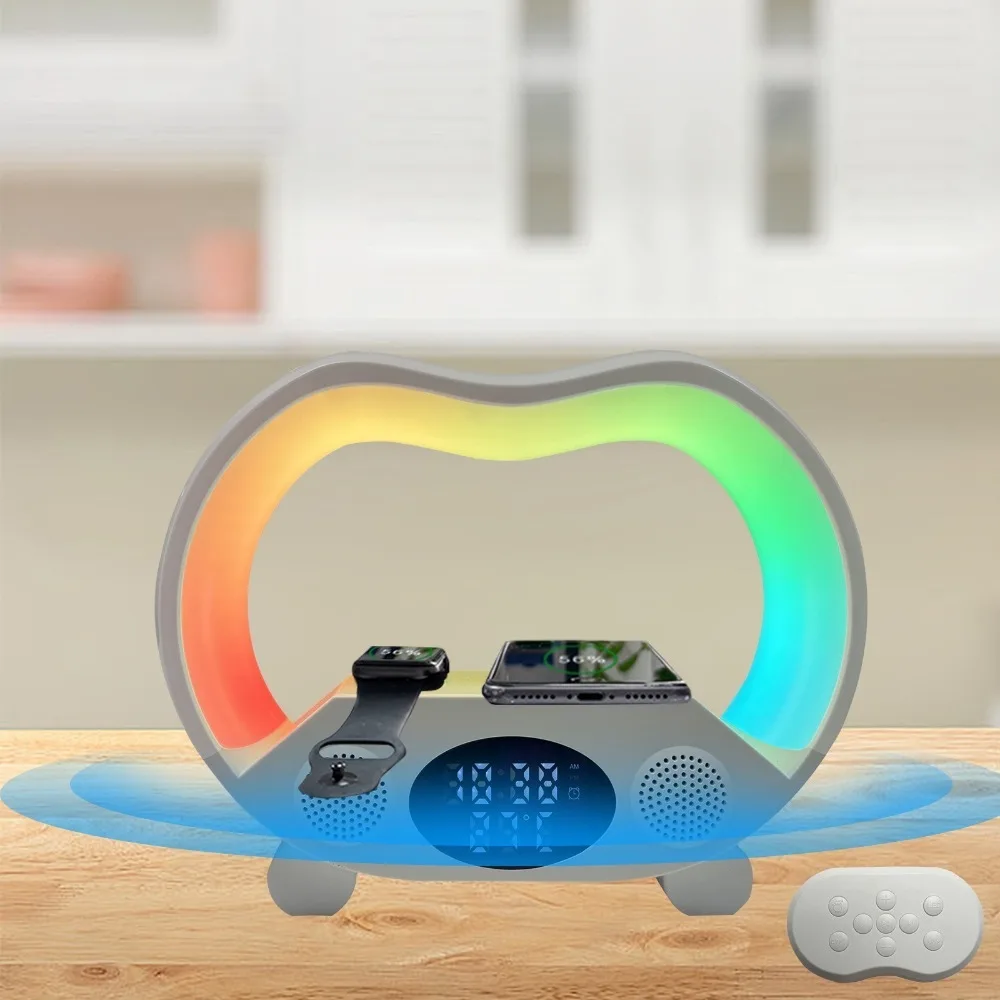 6 IN 1 Multifunction Wireless Charger Fast Charging Station Bluetooth Speaker Stand Speaker With RGB Night Alarm Clock Portable
6 IN 1 Multifunction Wireless Charger Fast Charging Station Bluetooth Speaker Stand Speaker With RGB Night Alarm Clock Portable
