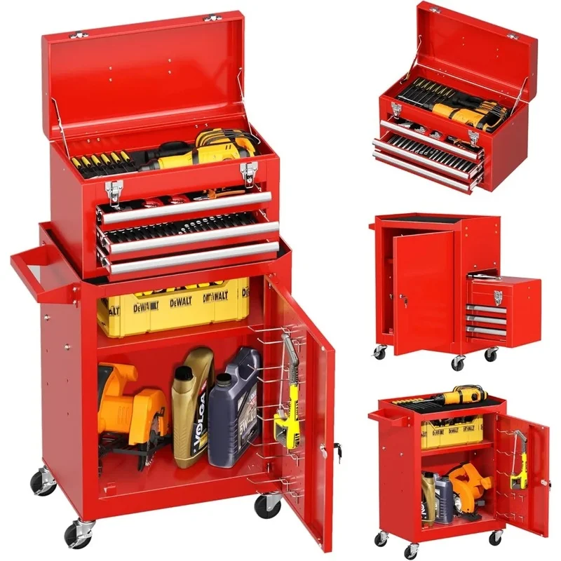 Rolling Tool Chest with Lockable Wheels, 3-Drawer Organizer, Sliding Drawers, and Detachable Top for Efficient Tool Storage
Rolling Tool Chest with Lockable Wheels, 3-Drawer Organizer, Sliding Drawers, and Detachable Top for Efficient Tool Storage