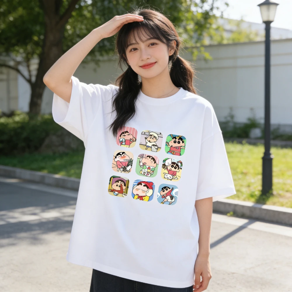 Футболка с милым мультяшным принтом Crayon Shinchan, одежда для пар, одинаковые футболки для всей семьи, летняя повседневная хлопковая футболка с короткими рукавами, модная уличная одежда
Футболка с милым мультяшным принтом Crayon Shinchan, одежда для пар, одинаковые футболки для всей семьи, летняя повседневная хлопковая футболка с короткими рукавами, модная уличная одежда