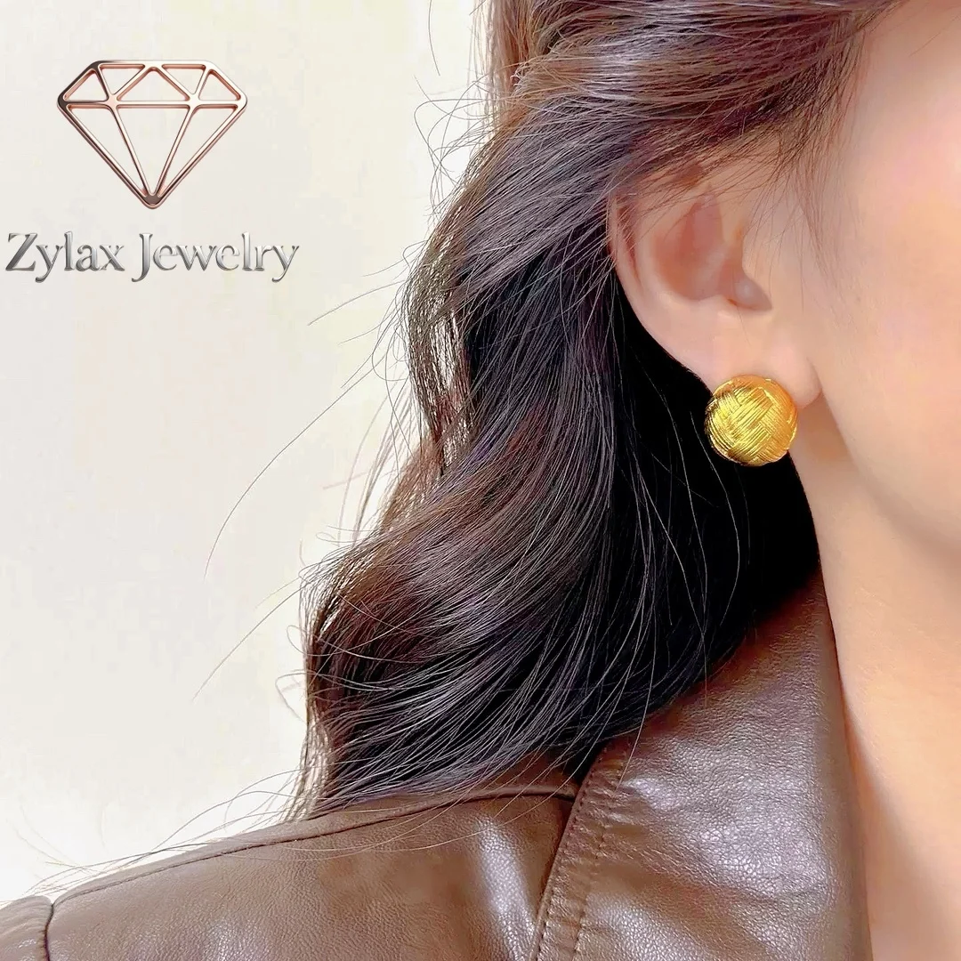 Zylax Jewelry Woven Brushed Round Earrings Women's 24K Gold AU999 - Cute tiny round shape, vintage woven design, for afternoon t
Zylax Jewelry Woven Brushed Round Earrings Women's 24K Gold AU999 - Cute tiny round shape, vintage woven design, for afternoon t