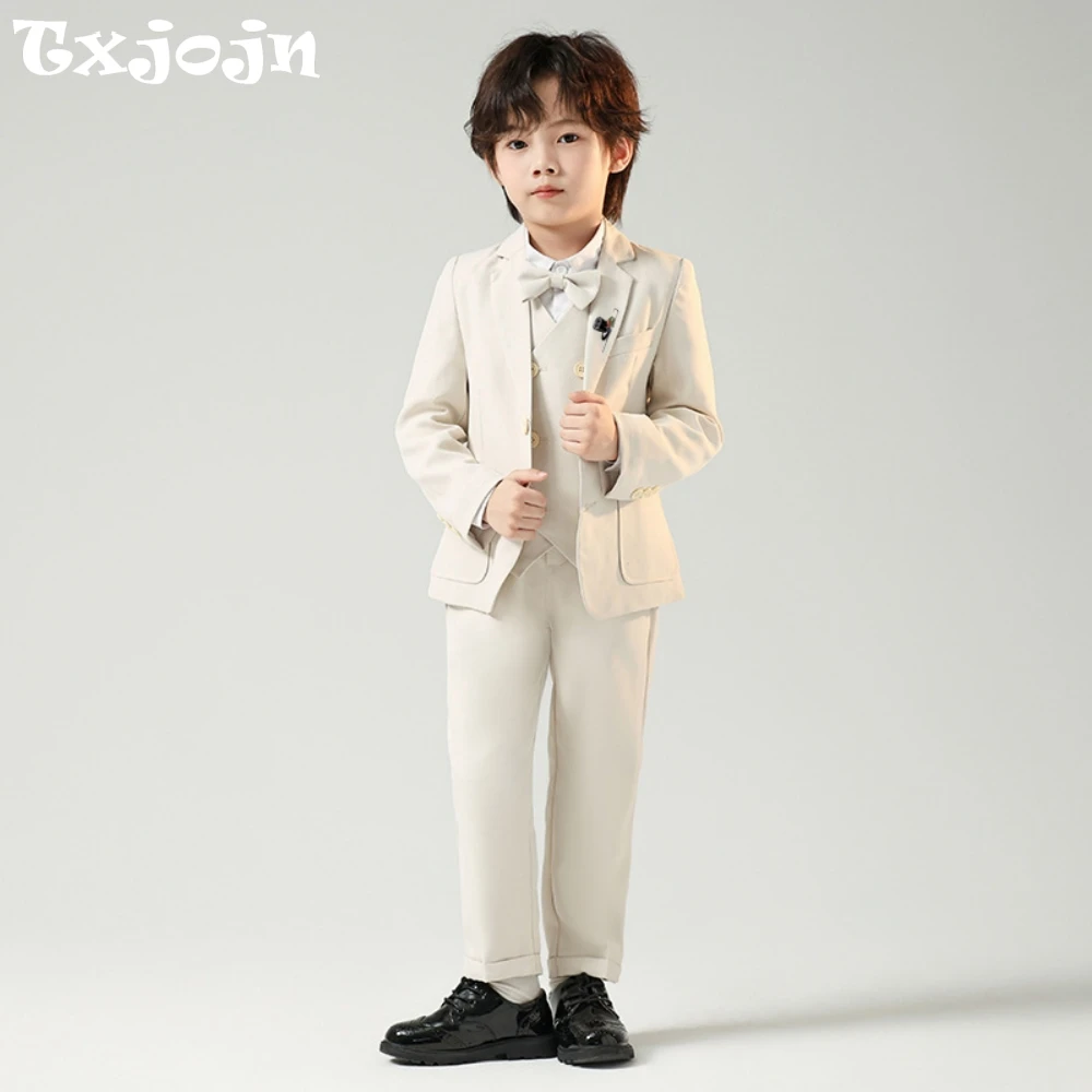 High Quality Kids Tuxedo 5 Pieces Jacket Vest Pants Bow-tie Brooch Performance Costumes Handsome Slim Fit Suit Set Party Wear
High Quality Kids Tuxedo 5 Pieces Jacket Vest Pants Bow-tie Brooch Performance Costumes Handsome Slim Fit Suit Set Party Wear