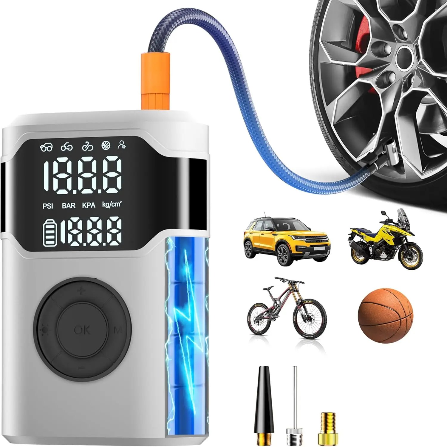 Portable Tire Inflation Pump -150PSI Cordless Tire Inflation Pump with 5x Speed Increase and Digital Pressure Gauge
Portable Tire Inflation Pump -150PSI Cordless Tire Inflation Pump with 5x Speed Increase and Digital Pressure Gauge