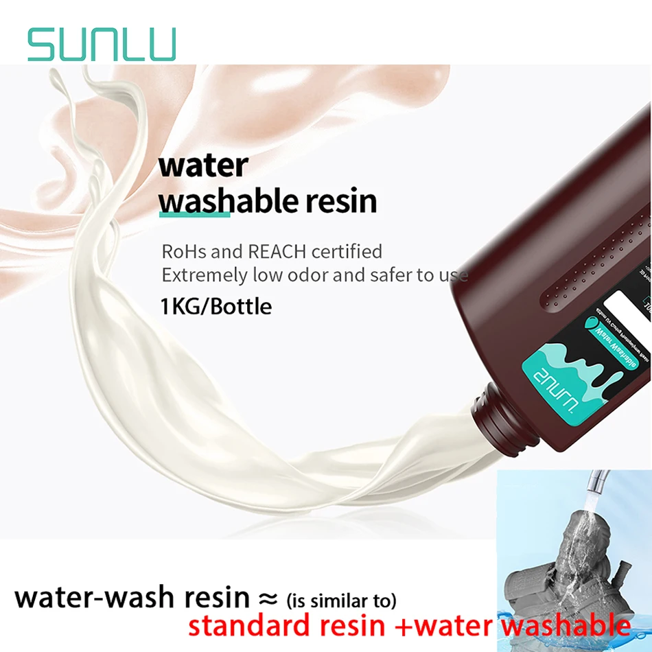 SUNLU Water-Wash Resin 1KG LCD Printer Photon Curing Liquid Good Precision Good Molding Low Odor Model Garage Kits Printing
SUNLU Water-Wash Resin 1KG LCD Printer Photon Curing Liquid Good Precision Good Molding Low Odor Model Garage Kits Printing