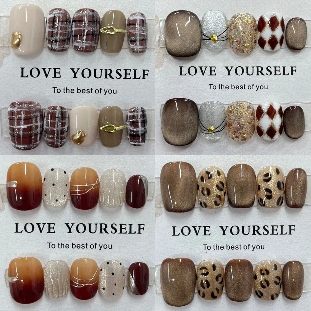 Autumn Winter Maillard Short Handmade Wearable False Nail High Quality Vintage Cat Eyes Leopard Print Grid Full Cover Nail
Autumn Winter Maillard Short Handmade Wearable False Nail High Quality Vintage Cat Eyes Leopard Print Grid Full Cover Nail