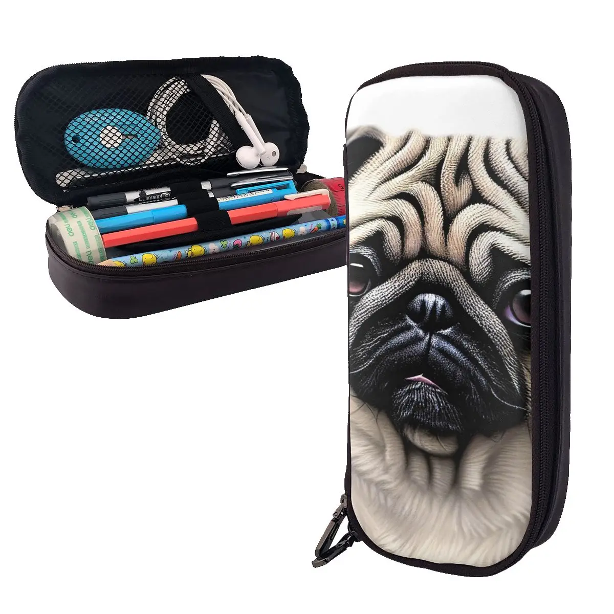 Lovely Puppy Cute Pug Dog Leather Pencil Cases Pen Holder Storage Stationery Supplies Large Storage Pen Box Pencil Bag for Gifts
Lovely Puppy Cute Pug Dog Leather Pencil Cases Pen Holder Storage Stationery Supplies Large Storage Pen Box Pencil Bag for Gifts