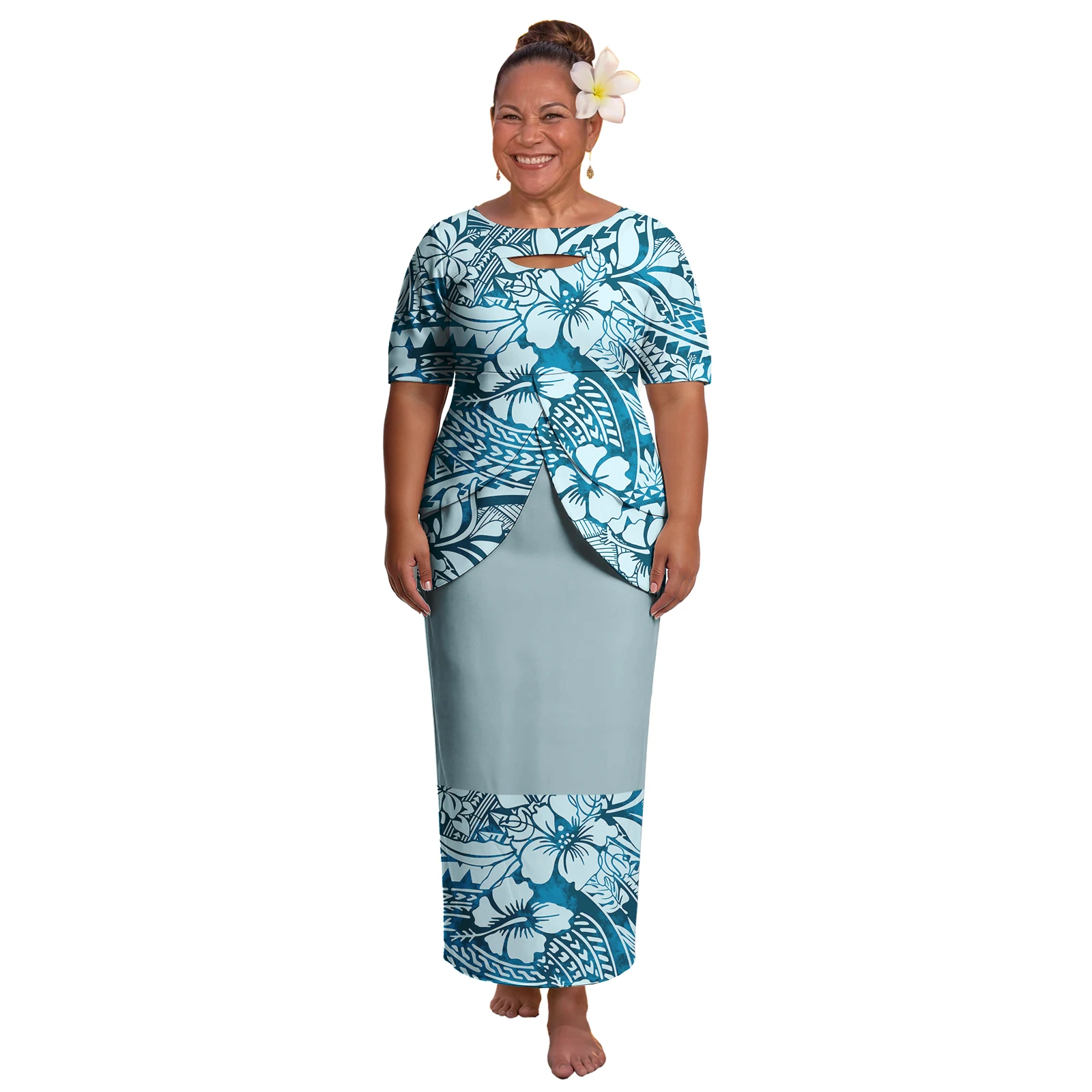 Boutique Lady Wear Samoan Island Clothes Polynesian Cutout Neck Puletasi 2 Piece Set Hawaiian Floral Print Elegant Dresses Women
Boutique Lady Wear Samoan Island Clothes Polynesian Cutout Neck Puletasi 2 Piece Set Hawaiian Floral Print Elegant Dresses Women