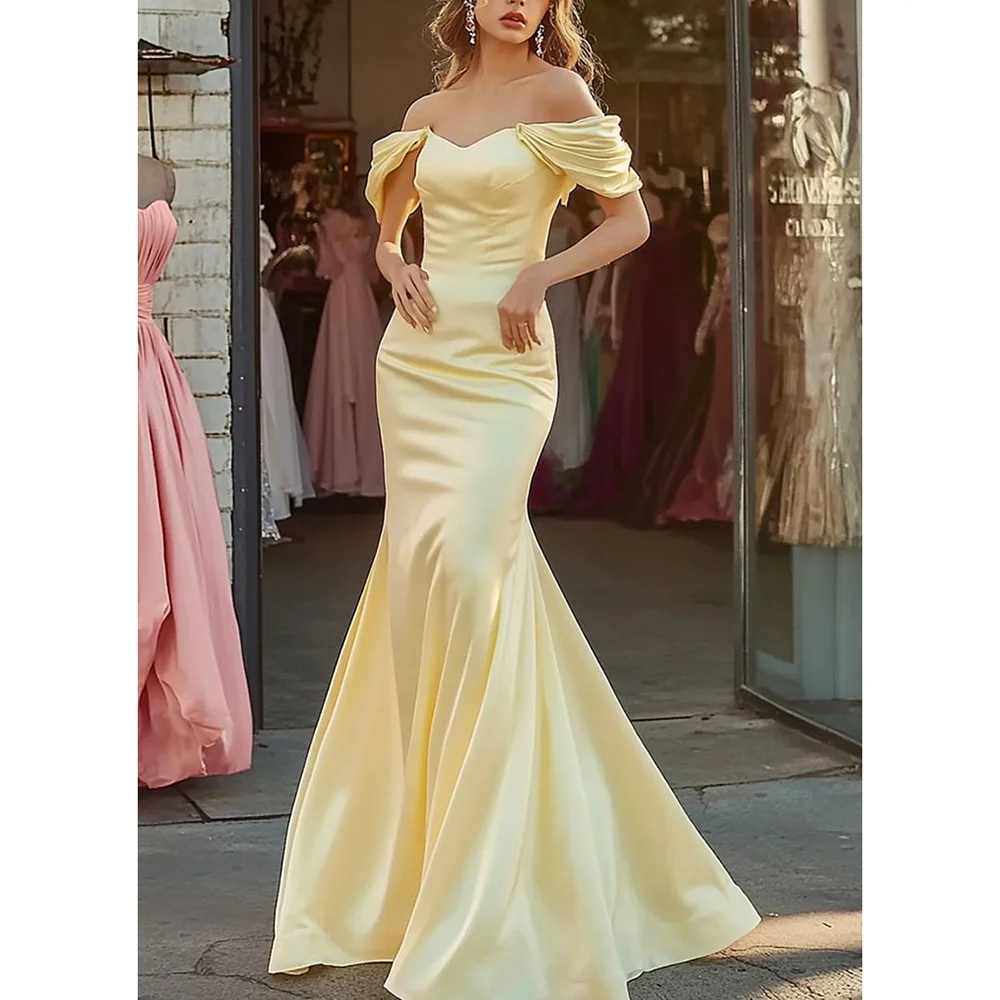 Light Yellow Off-the-shoulder Mermaid Long Evening Dresses Princess Prom Gowns Formal Occasions Dresses
Light Yellow Off-the-shoulder Mermaid Long Evening Dresses Princess Prom Gowns Formal Occasions Dresses